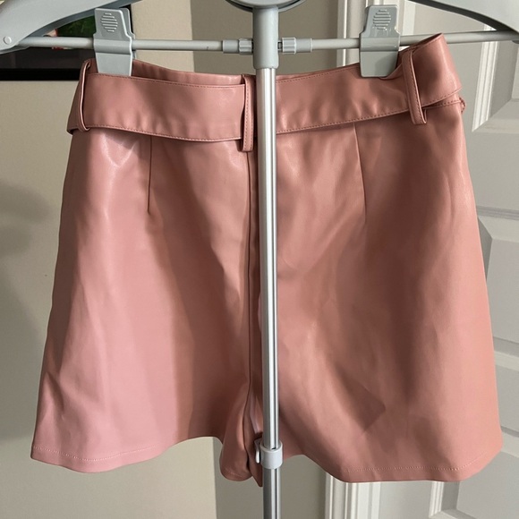 Miami High Waist Pink Faux Leather Shorts - Picture 2 of 6